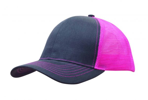 Brushed Cotton with Mesh Back Cap. HW-4002 - Image 4