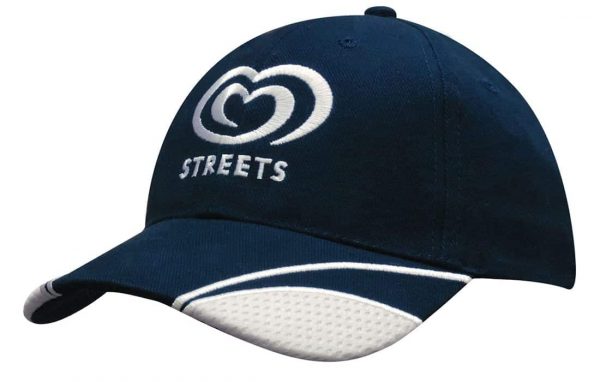 Brushed Heavy Cotton Cap with Mesh Inserts on Peak. HW-4058