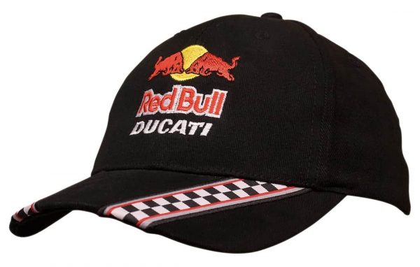 Brushed Heavy Cotton Cap with Racing Ribbon On Peak & Closure. HW-4093